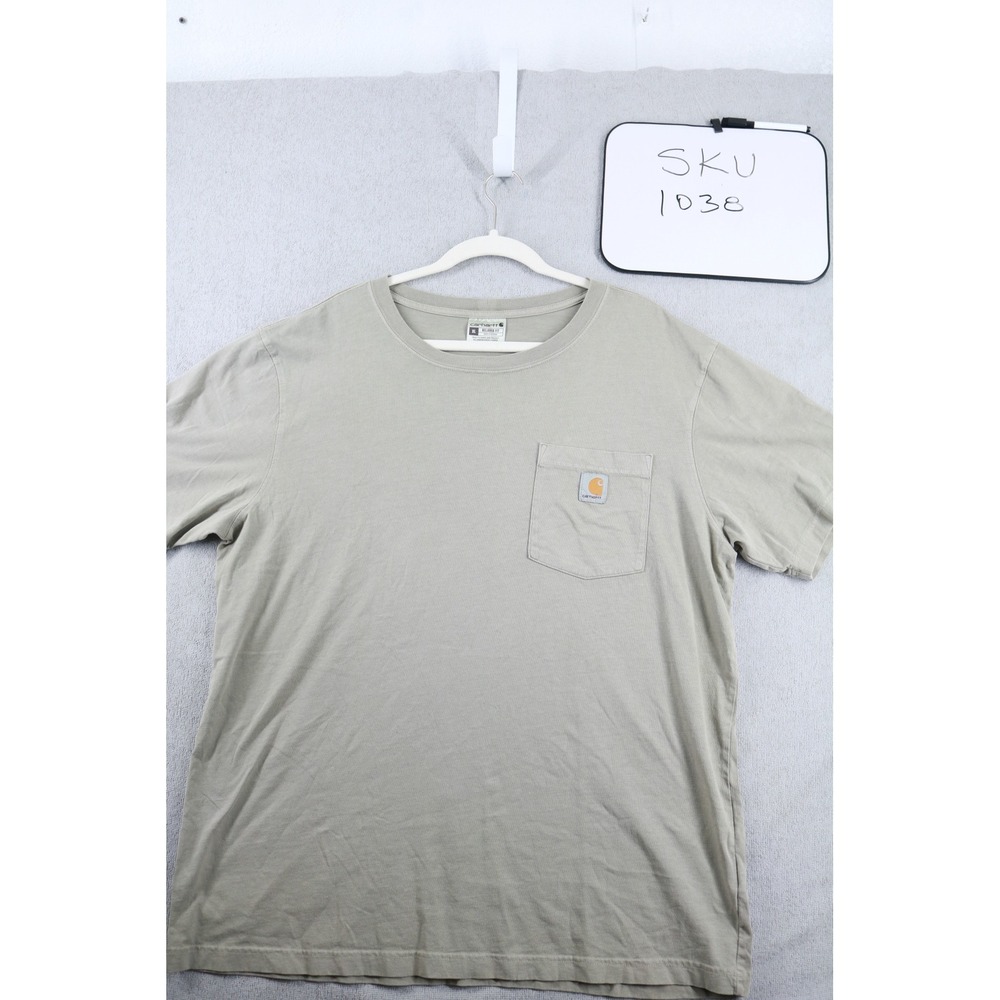 Carhartt T-Shirt Mens XL Tan TK6252-M Relaxed Fit Short Sleeve Pocket Work Tee